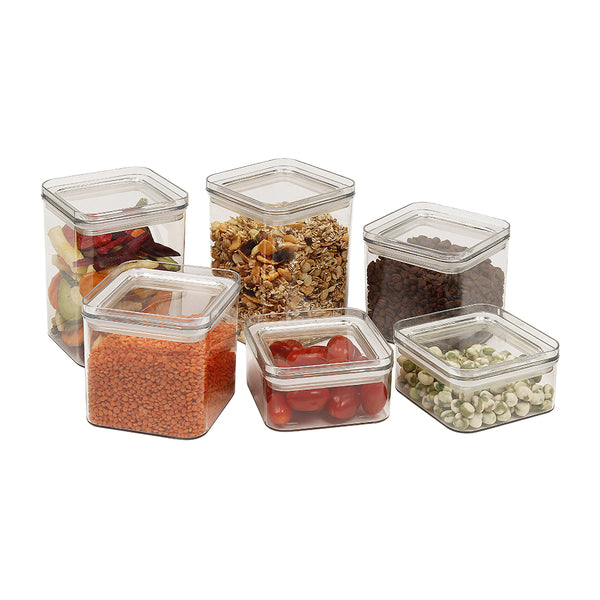 PO71-01 / Conjunto 06 Potes Hermético / Com Tampa Transparente