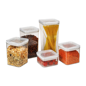 PO69-01 / Conjunto 05 Potes Hermético / Com Tampa Transparente
